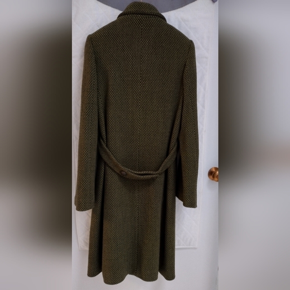Donna Karan DKNY Green Wool Blend Maxi Coat Long Winter Trench Size 8 - Picture 7 of 14